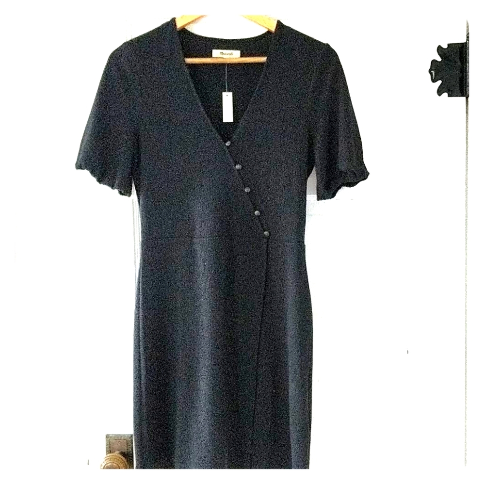 NWT Madewell Black Dress with puff sleeves